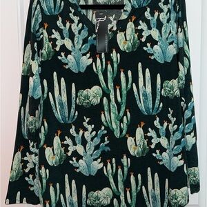 Cactus Print Long Sleeve Top